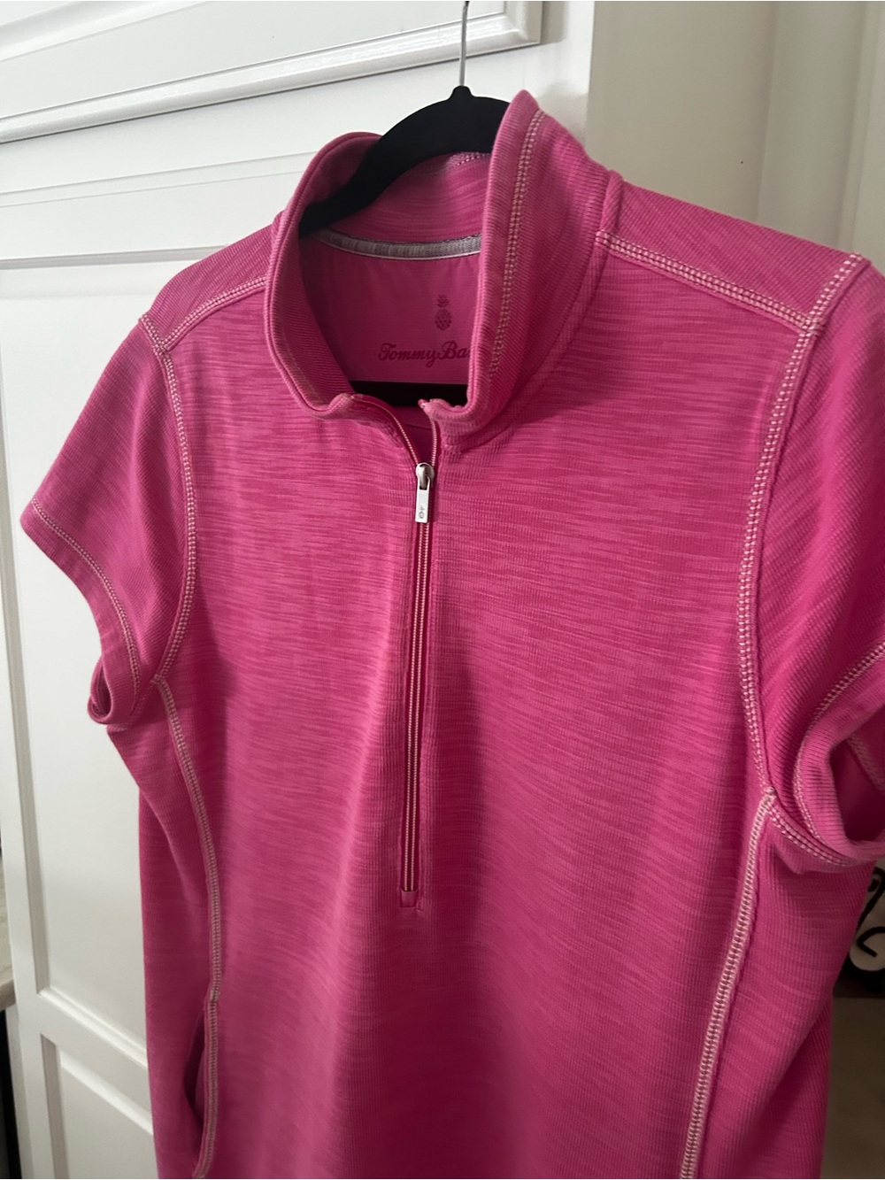 Tommy Bahama Hot Pink Short-Sleeve Half-Zip Mock Neck dress